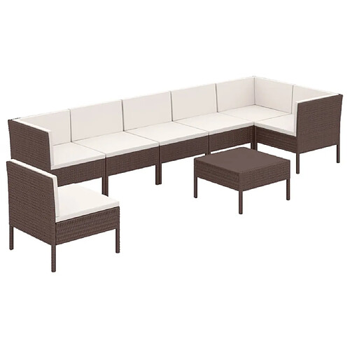 Maison Chic Salon de jardin 8 pcs + coussins - Mobilier/Meubles de jardin - Table et chaises d'extérieur Résine tressée Marron -MN37175