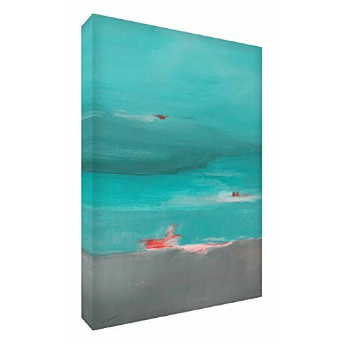 Feel Good Art Toile aux Couleurs Vives Abstrait Appartenant de l'Artiste Val Johnson Aqua Paysage 30 x 20 x 4 cm Petite