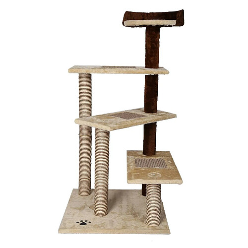 Helloshop26 Arbre à chat 100 cm corde sisal bicolore griffoir grattoir jeux beige et marron 16_0000001