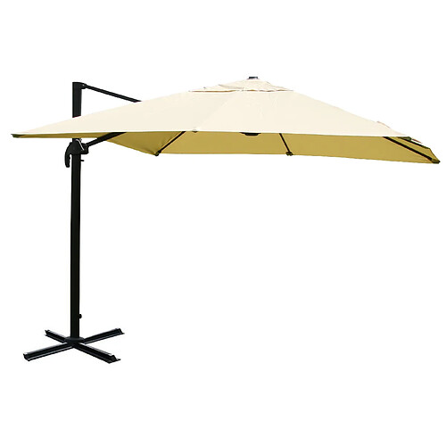 Decoshop26 Parasol professionnel restaurant pour jardin terrasse 3x4m (Ø5m) polyester/aluminium 26kg crème sans pied 04_0003336