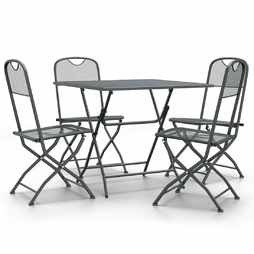 Maison Chic Mobilier à dîner 5 pcs de jardin - Ensemble table et chaises d'extérieur - Salon/Mobilier de jardin classique Maille Métal Anthracite -MN30943