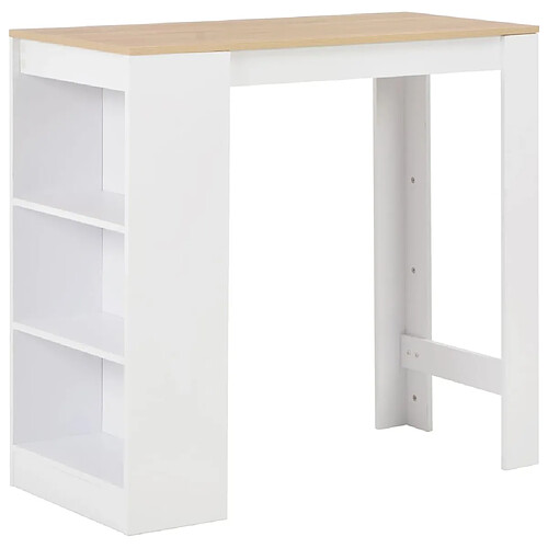 Helloshop26 Table haute mange debout bar bistrot avec étagère blanc 110 cm 0902052