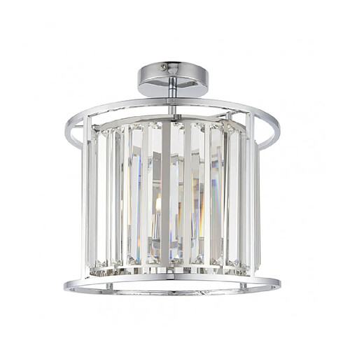 Endon Plafonnier Design Hamilton 3 ampoules Verre Acier,Cristal Plaque Chrome,verre Cristal Transparent