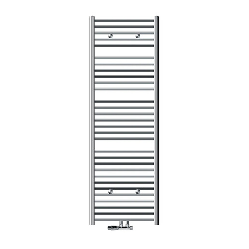 LuxeBath Radiateur de salle de bains Sahara 600x1800 mm, chrome, coudé, raccord central y compris garniture de raccordement avec thermostat forme d'angle raccord mural