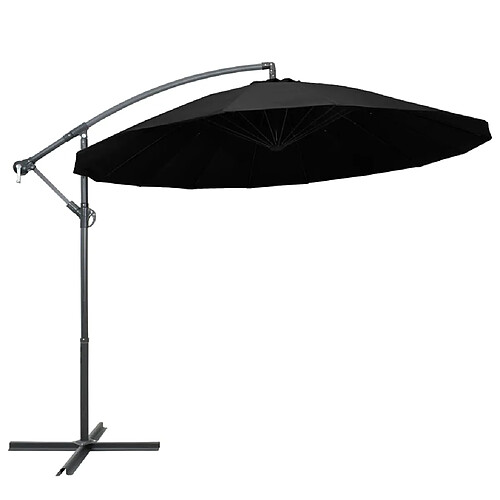 Helloshop26 Parasol d'extérieur suspendu 3 m mât en aluminium noir 02_0008726