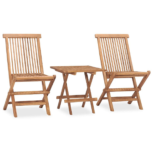 vidaXL Ensemble à manger d'extérieur pliable 3 pcs bois de teck massif