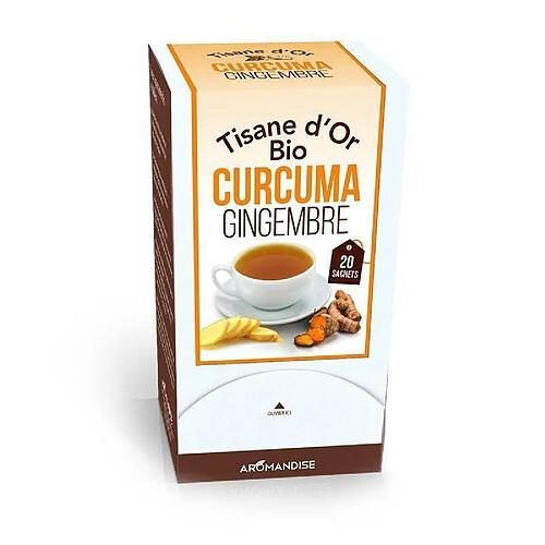 Aromandise Tisane d'or biologique au Curcuma et gingembre - 20 sachets