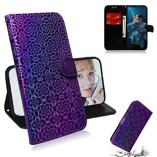 Wewoo Housse Coque Pour Huawei Honor 20 Pro Couleur unie Boucle magnétique colorée Flip horizontal en cuir PU avec support et fentes cartes et portefeuille et lanière violet