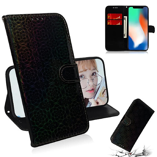 Wewoo Housse Coque Pour iPhone X / XS couleur unie boucle magnétique coloré horizontale étui en cuir PU avec titulaire et fentes cartes et portefeuille et lanière noir