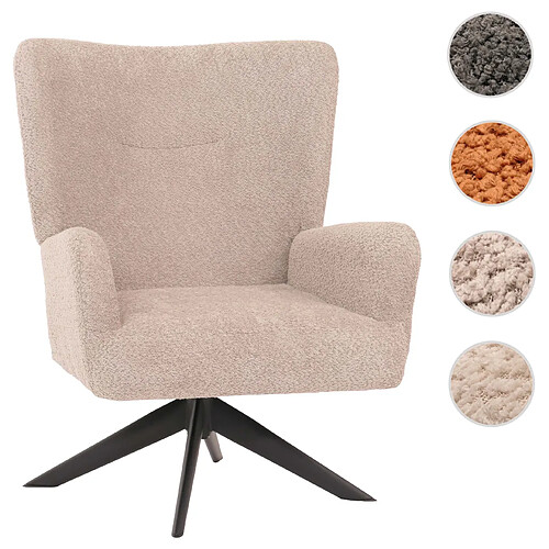 Mendler Fauteuil lounge HWC-N65, fauteuil cocktail fauteuil rembourré fauteuil relax, pivotant, tissu/textile chenille métal ~ taupe