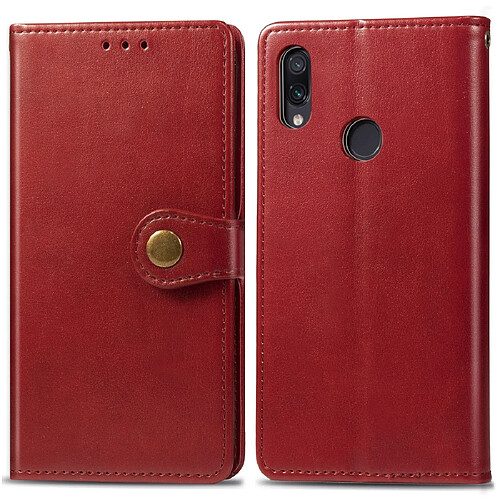 Wewoo Housse Coque Etui en cuir de protection pour téléphone portable avec boucle photocadre photo et fente carteportefeuille et support Xiaomi Redmi NOTE 7 rouge