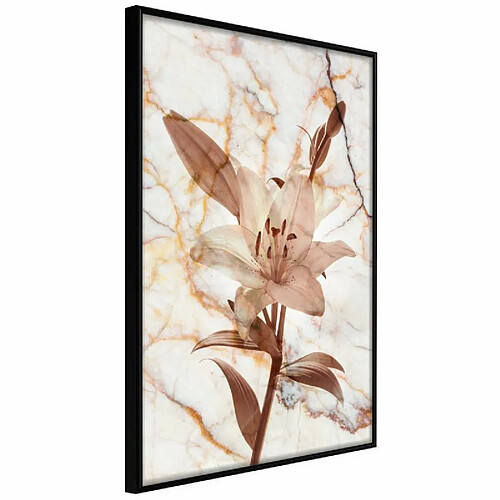 Paris Prix Affiche Murale Encadrée Lily on Marble Background 40 x 60 cm Noir