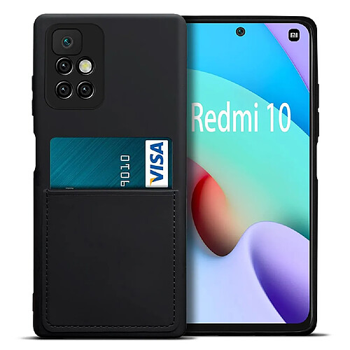 Coque en silicone avec porte-carte noir pour votre Xiaomi Redmi 10/Redmi 10 Prime