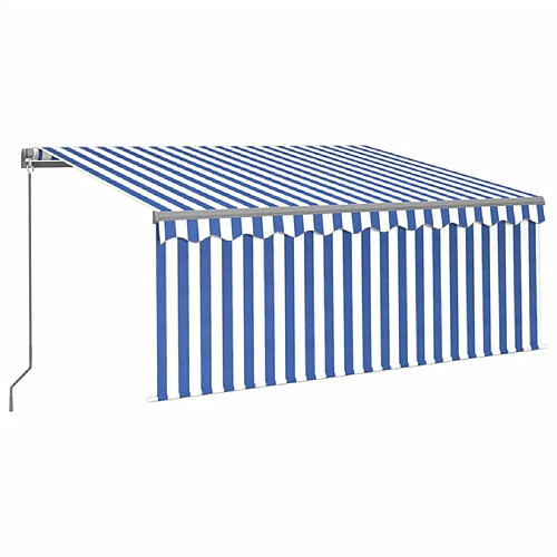 Maison Chic Auvent manuel rétractable,Store manuel de porte et store et LED 3x2,5 m Bleu et blanc -GKD25511