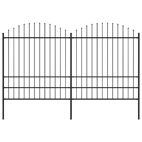 vidaXL Clôture de jardin à dessus en lance Acier (1,75-2)x3,4 m Noir