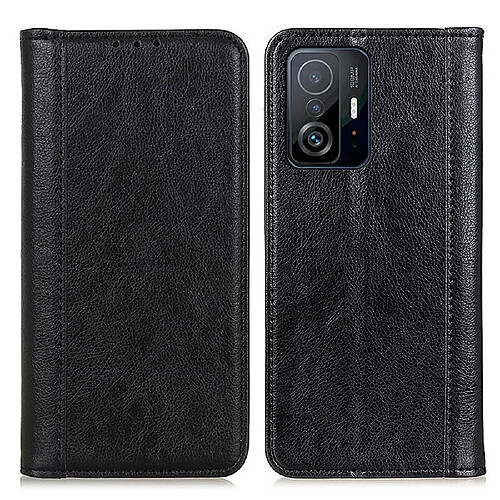 Etui en PU texture litchi, auto-absorbée, anti-chute, avec support noir pour votre Xiaomi 11T/11T Pro