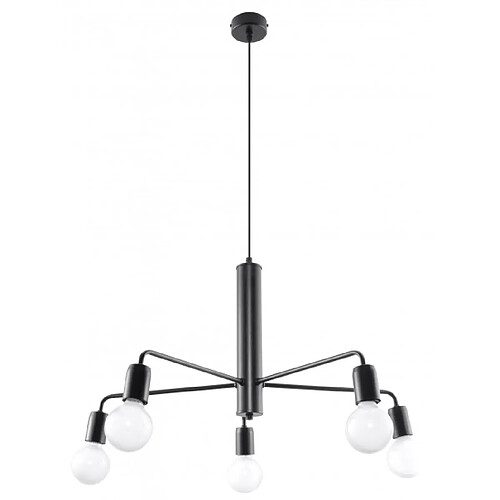 Luminaire Center Plafonnier DUOMO acier noir 5 ampoules