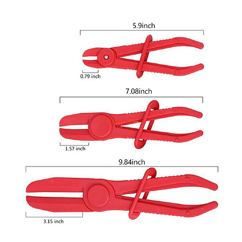 3 fois / kit Oil Pipe Tube Tuyau de coupure en plastique d'étanchéité Pinces Pince réparation voiture outil rouge