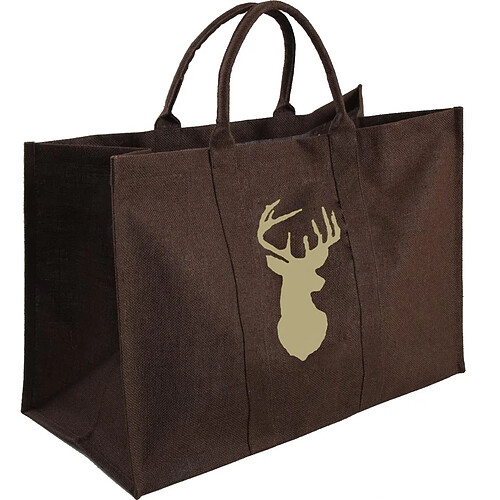 Aubry Gaspard Sac à bûches en jute marron - cerf beige.