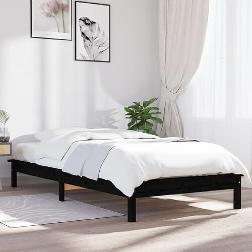 vidaXL Cadre de lit sans matelas noir bois massif