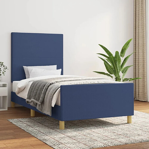 Maison Chic Lit adulte - Cadre Structure de lit avec tête de lit Contemporain Bleu 90x200 cm Tissu -MN11501