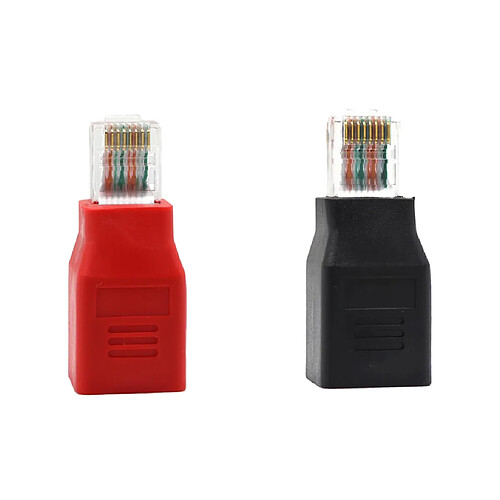 2pcs RJ45 Convertisseur Mâle vers Femelle Adaptateur Connecteur pour Ordinateur Portable Noir-Rouge