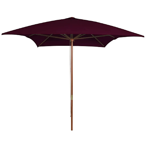 vidaXL Parasol de jardin avec mât en bois rouge bordeaux 200x300 cm