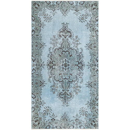 Vidal Tapis de laine 211x109 Bleu Ultra Vintage