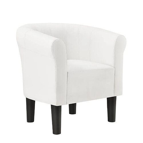 Helloshop26 Fauteuil lounge chaise siège synthétique 70 cm blanc 03_0001932