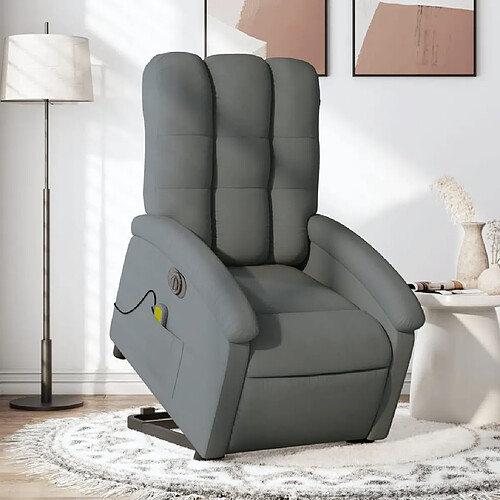 vidaXL Fauteuil inclinable de massage électrique Gris foncé Tissu