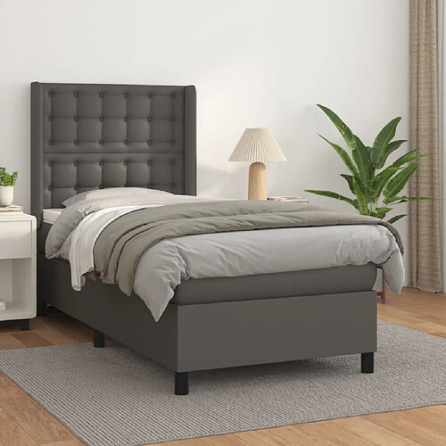 vidaXL Sommier à lattes de lit avec matelas Gris 80x200 cm Similicuir