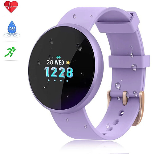 Chrono Montre Connectée , Smartwatch Femme Hommes Moniteur de fréquence Cardiaque, IP69 étanche Réveil Automatique écran Montre Connectée téléphone Mobile pour iPhone Android ,Purple