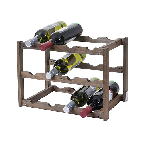 Mendler Étagère à vin HWC-B58, porte-bouteilles, sapin, 3 fonds ~ 1 pièce