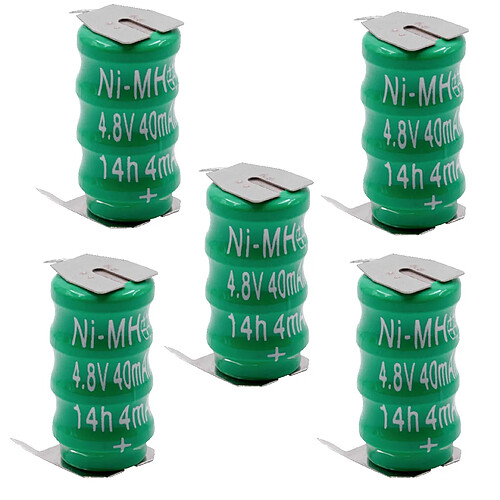 vhbw 5x NiMH pile bouton de remplacement pour type V40H 3 épingles 40mAh 4,8V convient pour les batteries de modélisme etc.