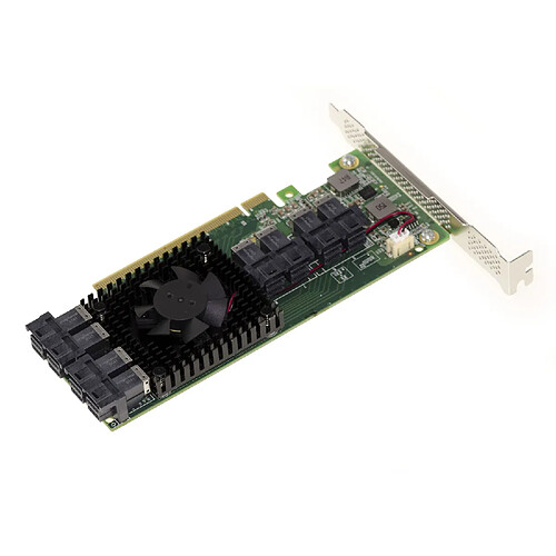 Kalea-Informatique Carte PCIe 3.0 16x pour 8 SSD U.2 NVMe (U2 NGFF) ou 8 ports PCIe x4. Multi Host Switch Card. CHIPSET PLX PEX 8749 High et Low profile.