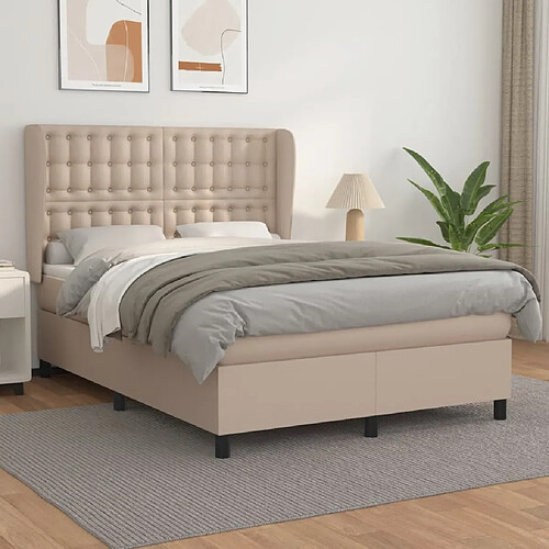 vidaXL Sommier à lattes de lit avec matelas Cappuccino 140x190 cm