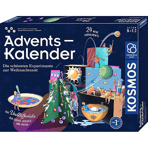 KOSMOS 661076 Calendrier de l'Avent 2023 avec boite d'experimentation, les plus belles experiences de Noel, en 5 minutes, pour enfants a partir de 8 a 12 ans, calendrier de l'Avent scientifique