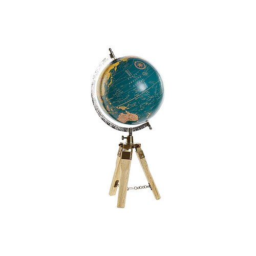 Globe terrestre DKD Home Decor Bleu Métal Marron PVC Bois de manguier (22 x 20 x 50 cm)