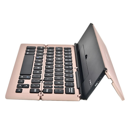 Wewoo Clavier QWERTY Universel or rose pour iOS, Android, Microsoft BlueFinger F18 3-pliable alliage d'aluminium Bluetooth avec support