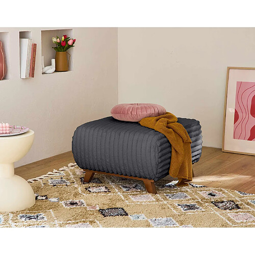 Bestmobilier Cristal - pouf modulable - 65 cm - en fausse fourrure côtelée