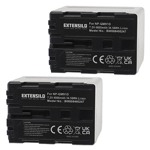 Vhbw EXTENSILO 2x Batteries compatible avec Sony DCR-TRV50, DCR-TRV530, DCR-TRV6, DCR-TRV70 appareil photo, reflex numérique (4800mAh, 7,2V, Li-ion)