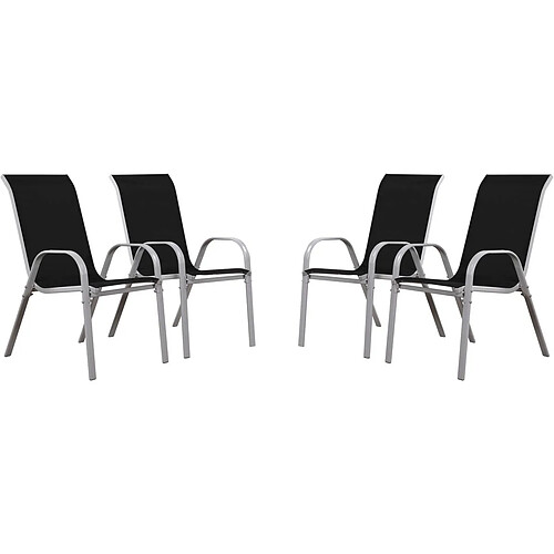 Habitat Et Jardin Fauteuil jardin Textilène Cordoba - Phoenix - Noir - Lot de 4