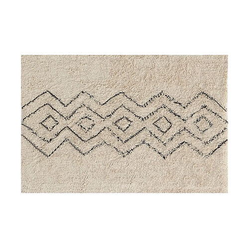 Aubry Gaspard Tapis en coton naturel et noir 60 x 90 cm Graphique.