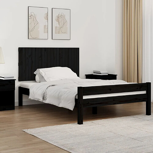 Maison Chic Tête de lit scandinave pour lit adulte,Meuble de chambre murale Noir 127,5x3x60 cm Bois massif de pin -MN40304