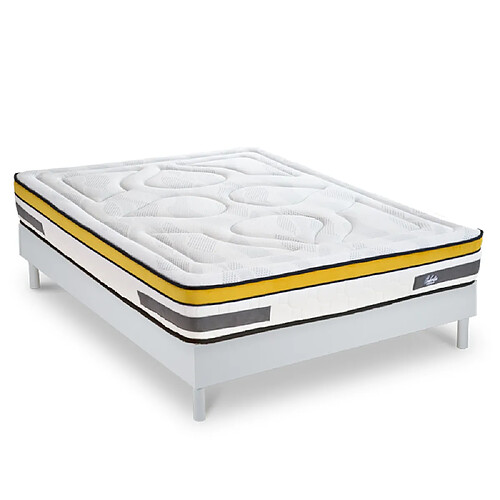 MAISON AUBERTIN Matelas Ressorts 24cm + Sommier Blanc 180x200