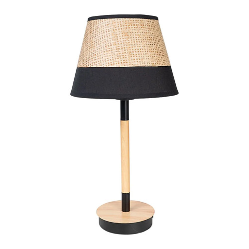 Lampe de bureau Romimex Noir Beige Bois osier 23 x 44 x 23 cm