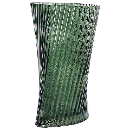 Beliani Vase à fleurs MARPISSA Verre 26 cm Vert foncé