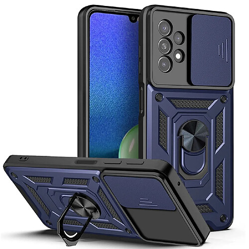 Coque en TPU anti-empreintes digitales avec béquille à anneau rotatif bleu pour votre Samsung Galaxy A13 4G