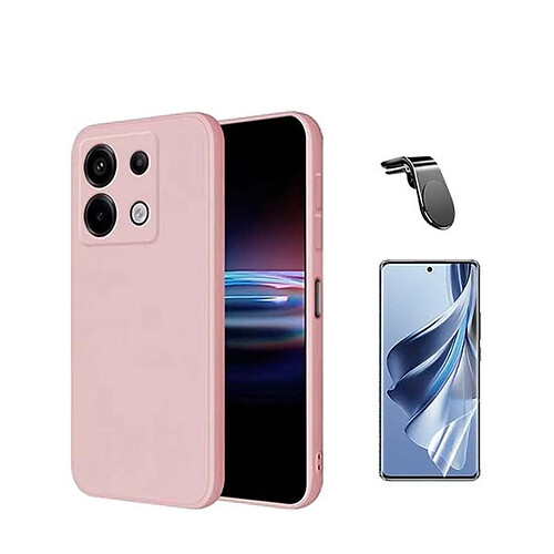 NIS Kit Film Hydrogel + Couverture Silicone + Support Magnétique L Redmi Note 13 Pro 4G - Rose