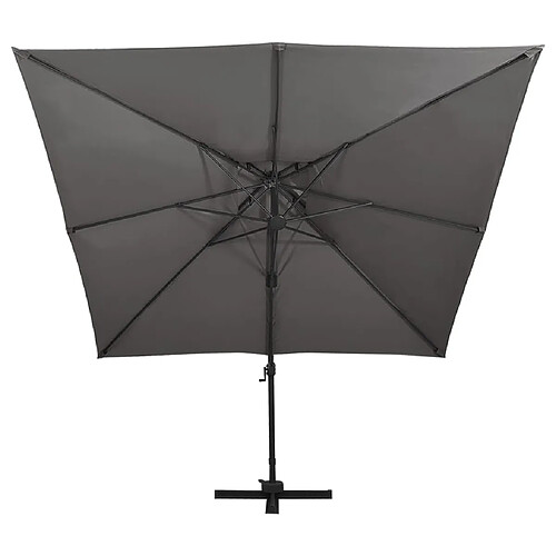 Helloshop26 Parasol déporté à double toit 300 x 300 cm anthracite 02_0008556